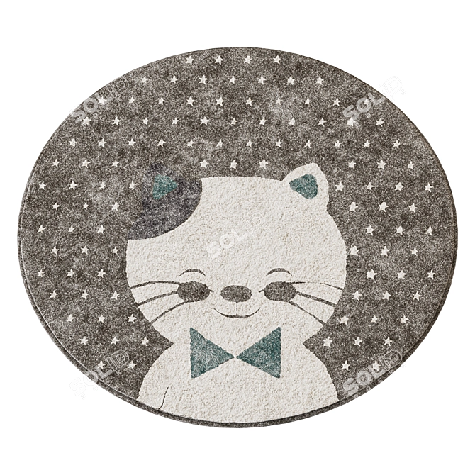 Round Cat Children's Rug 3D model image 3