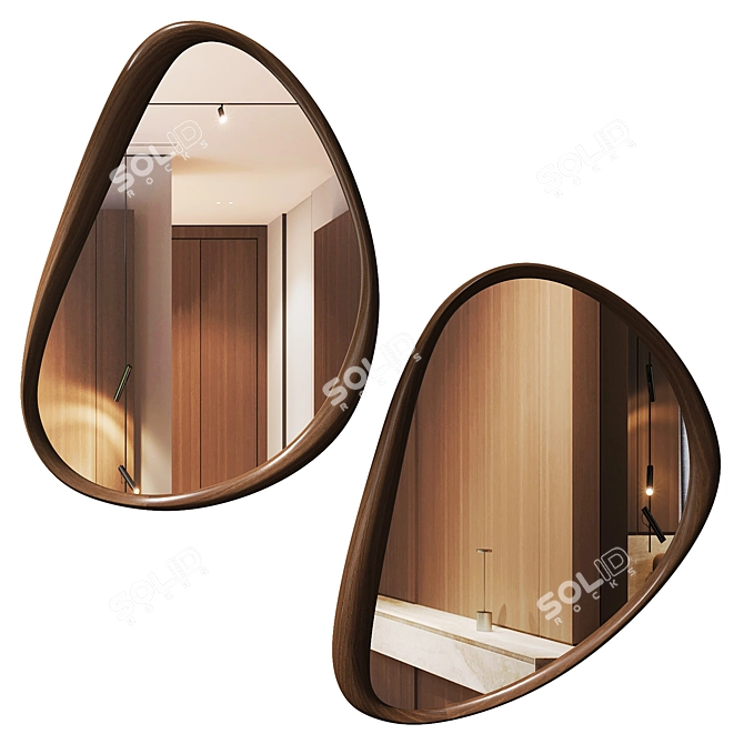 Organic Walnut Wood Mirror 3D model image 1