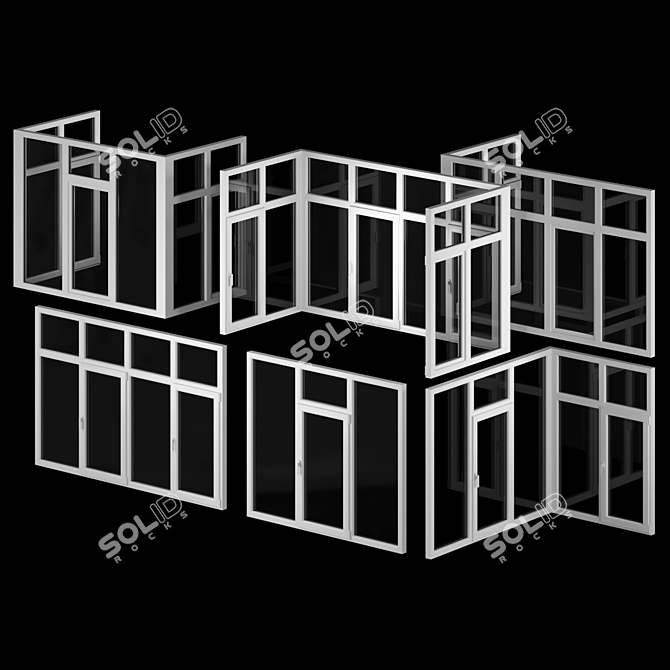 Modern Panoramic Bay Window Glazing 3D model image 2