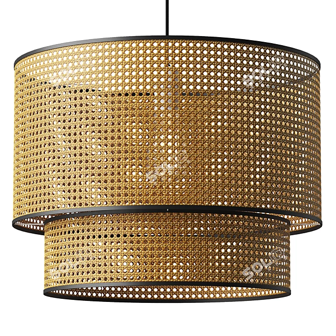 Rustic Bamboo Pendant Light Fixture 3D model image 1