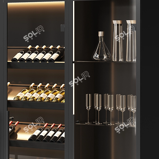 Modern Wine Cabinet Set with Dishes 3D model image 4