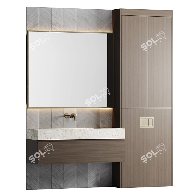 Chevron Grey Bathroom Furniture 3D model image 1