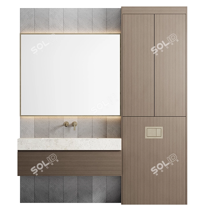 Chevron Grey Bathroom Furniture 3D model image 3