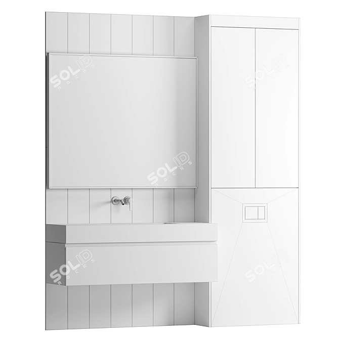 Chevron Grey Bathroom Furniture 3D model image 6