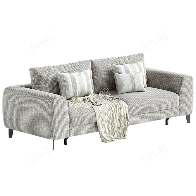 Elegant Blanc 3-Seater Sofa 3D model image 2