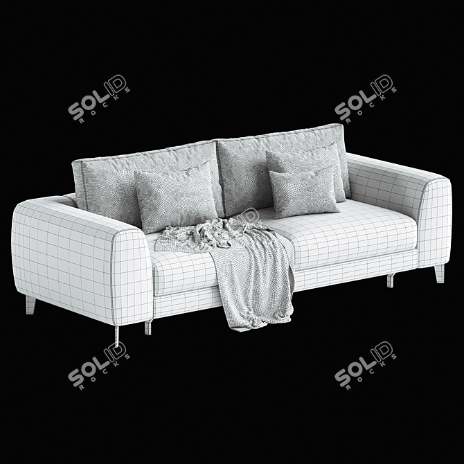 Elegant Blanc 3-Seater Sofa 3D model image 4