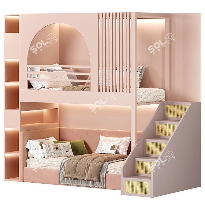 Kids Room Bunk Bed with 3D Max Design 3D model image 3