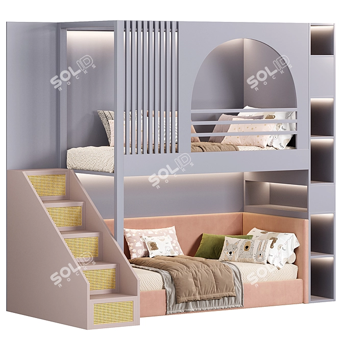 Kids Room Bunk Bed with 3D Max Design 3D model image 4