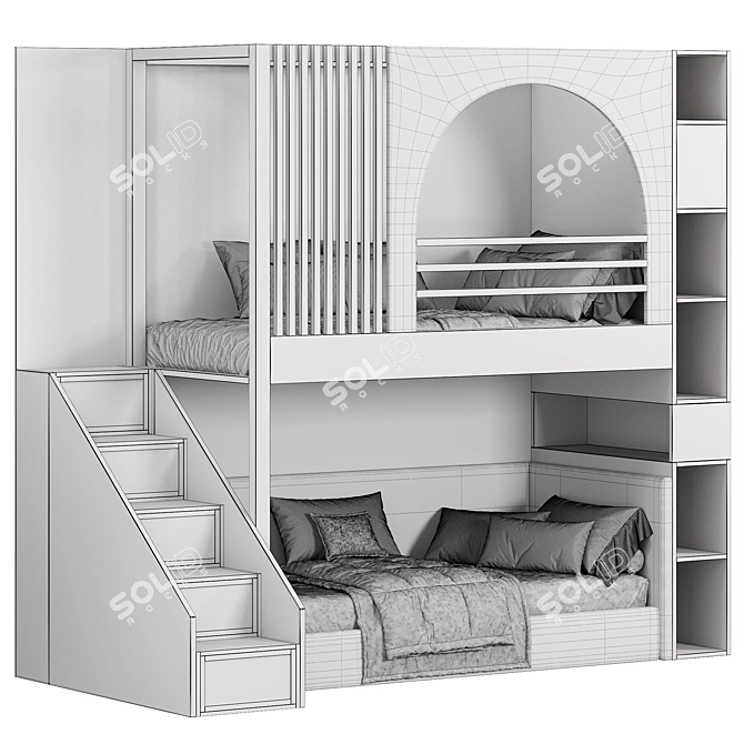 Kids Room Bunk Bed with 3D Max Design 3D model image 6