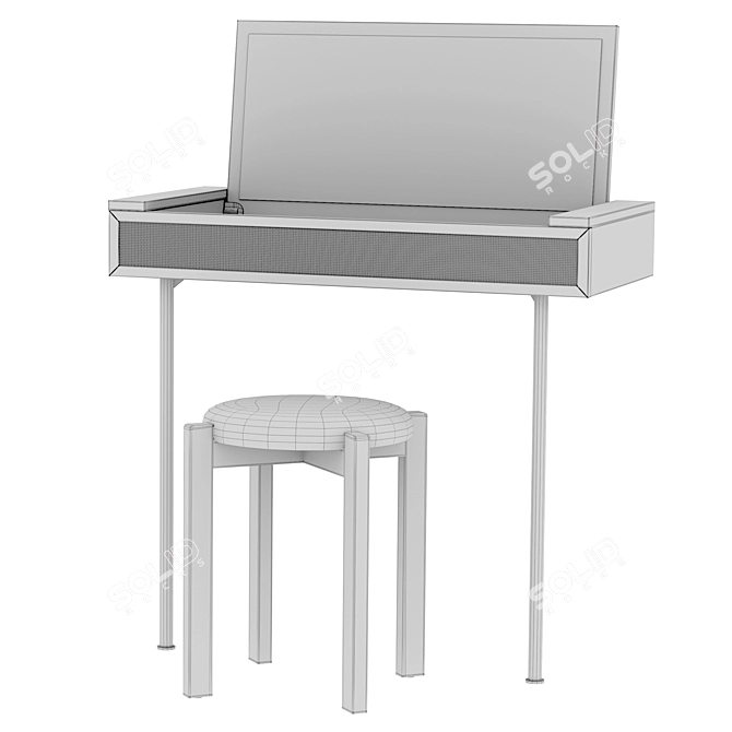 Glam Vanity Set with Stool 3D model image 4