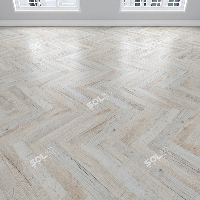 Oak Parquet Collection. Linear, Chevron, Herringbone. 3D model image 3