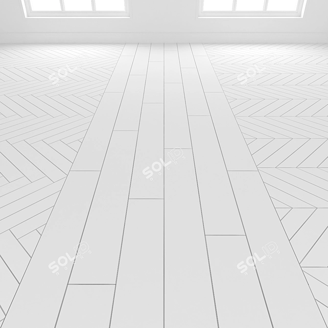 Oak Parquet Collection. Linear, Chevron, Herringbone. 3D model image 5