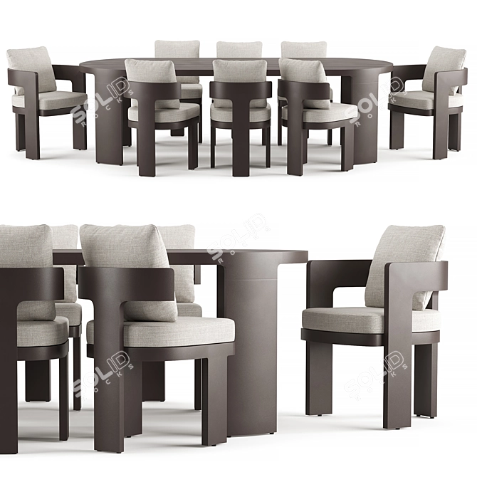 RH Bronte Rectangular Dining Table 3D model image 1