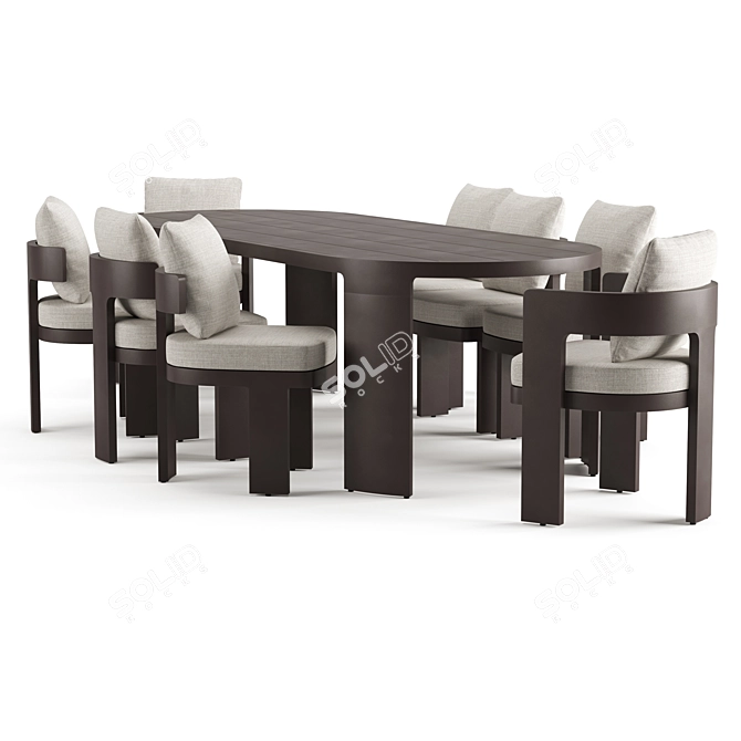 RH Bronte Rectangular Dining Table 3D model image 2