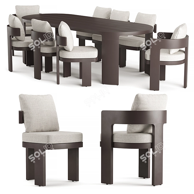 RH Bronte Rectangular Dining Table 3D model image 3