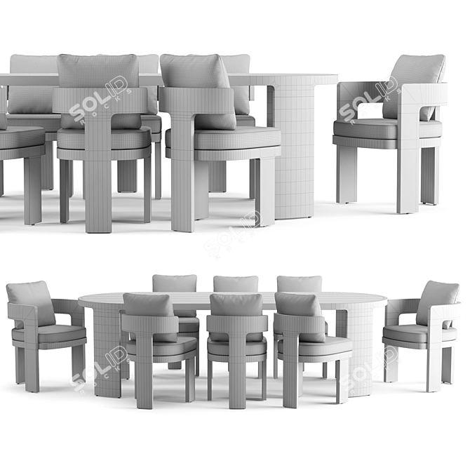 RH Bronte Rectangular Dining Table 3D model image 4