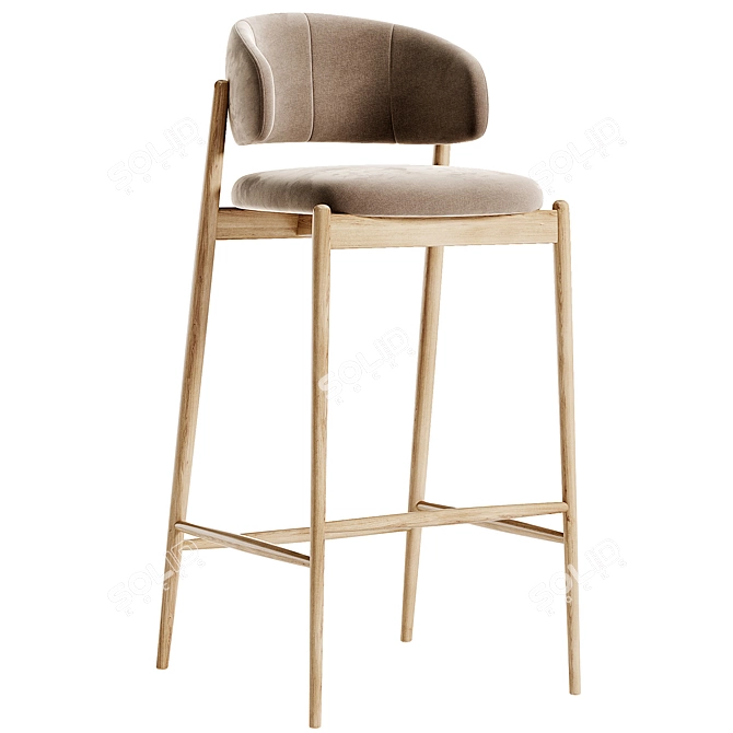 Chic Family Look Barstool Beige 3D model image 1