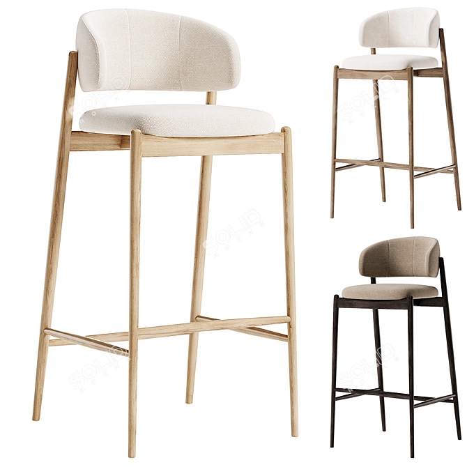 Chic Family Look Barstool Beige 3D model image 2