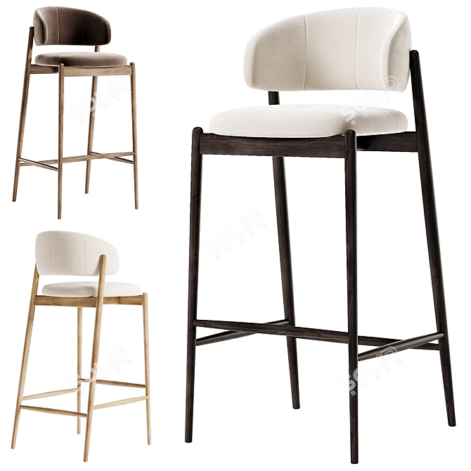 Chic Family Look Barstool Beige 3D model image 3