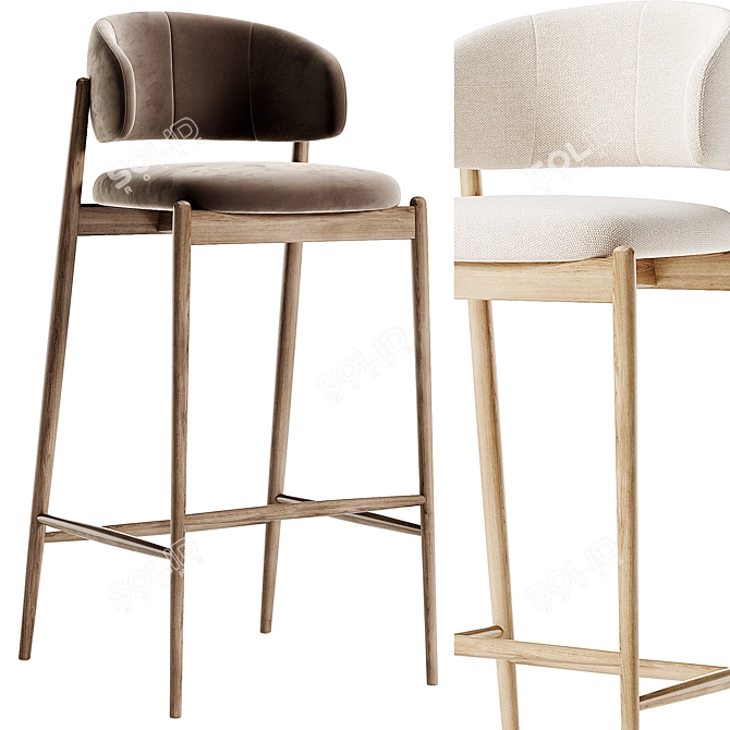 Chic Family Look Barstool Beige 3D model image 4