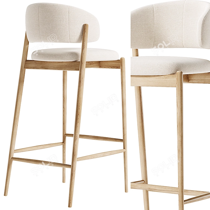 Chic Family Look Barstool Beige 3D model image 5