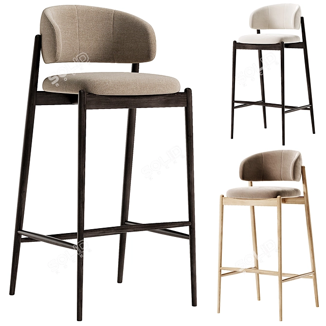 Chic Family Look Barstool Beige 3D model image 6