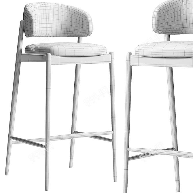 Chic Family Look Barstool Beige 3D model image 7