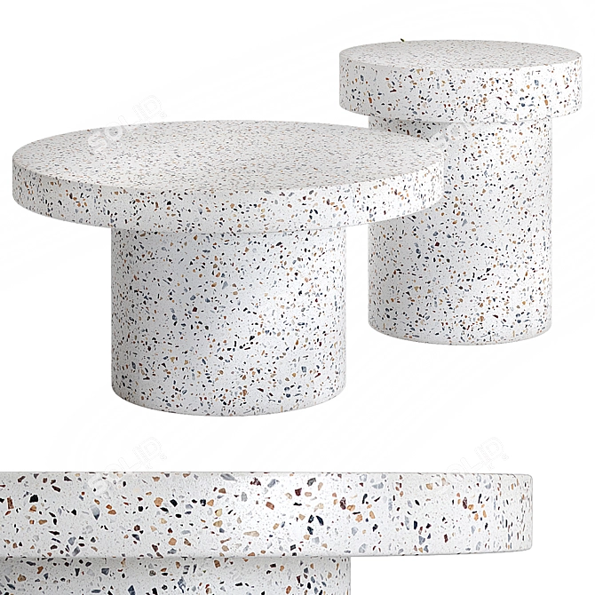 Terrazzo Mushroom Concrete Coffee Tables 3D model image 1