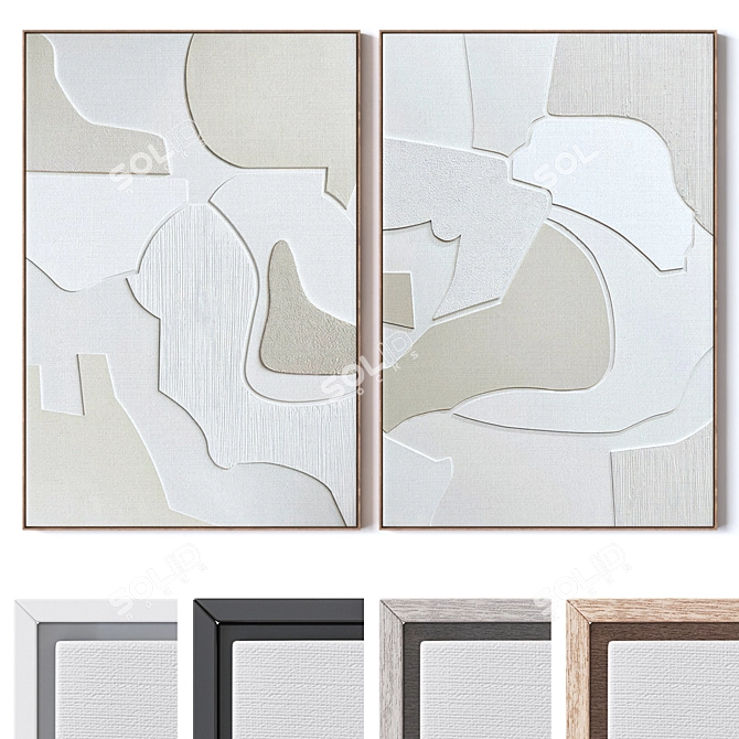 Large Wall Art Set Texture 3D model image 1