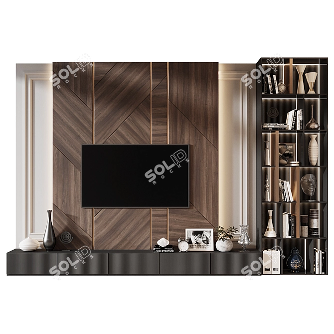 Modern TV Wall Decor Shelf 3D model image 1