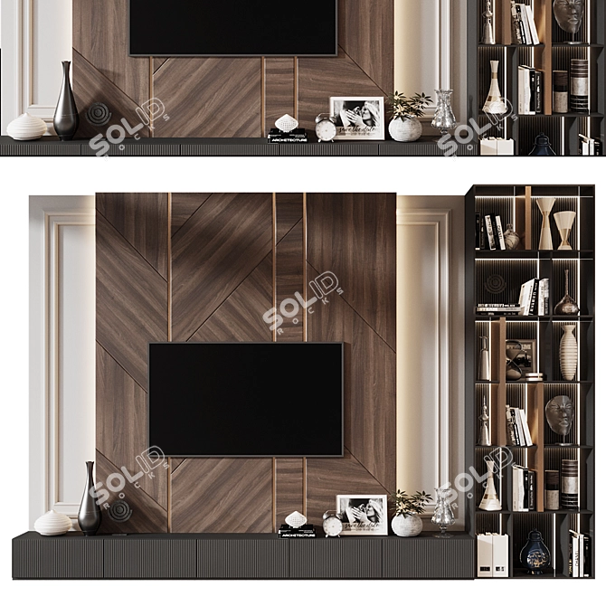 Modern TV Wall Decor Shelf 3D model image 2