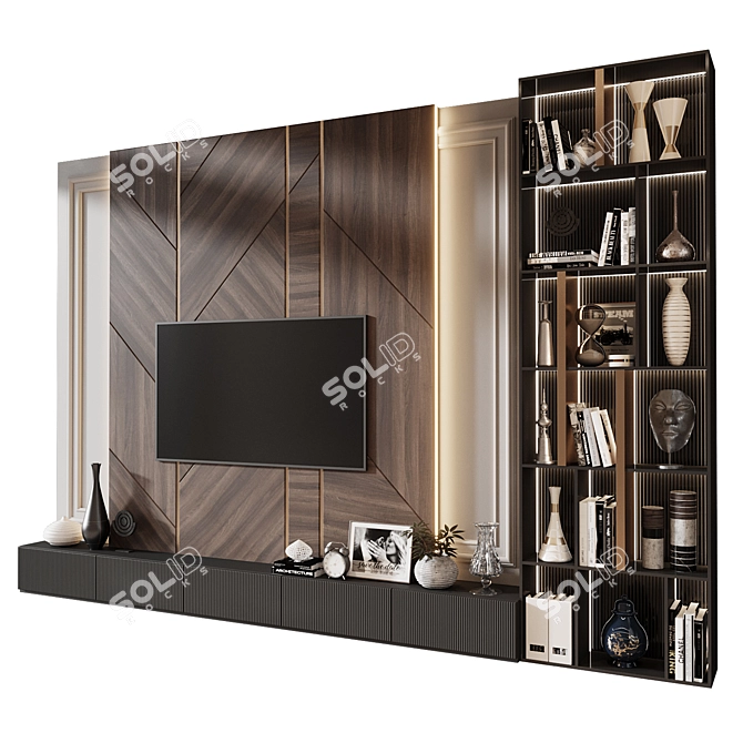 Modern TV Wall Decor Shelf 3D model image 3