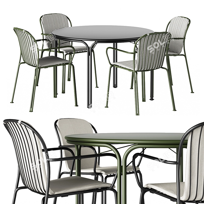 Modern Outdoor Dining Set Set 3D model image 3