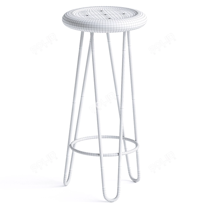 Teak Swivel Frisbee Bar Stool 3D model image 4