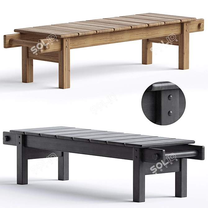 Modern Sergio Rodrigues Leif Bench 3D model image 4