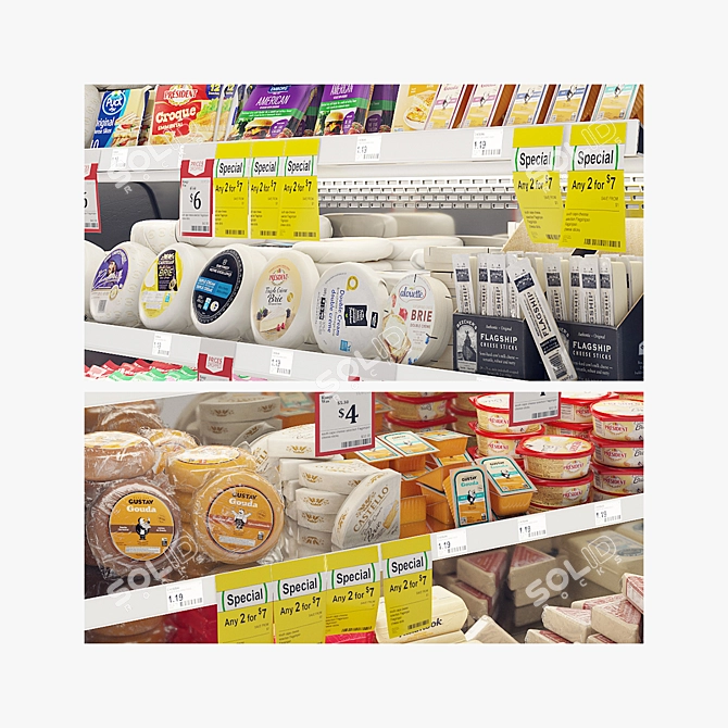 Dairy Product Fridge Display 3D model image 4