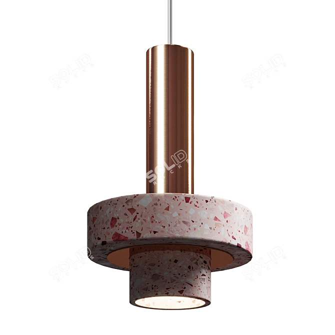 Rosa and Copper Pendant Light 3D model image 5