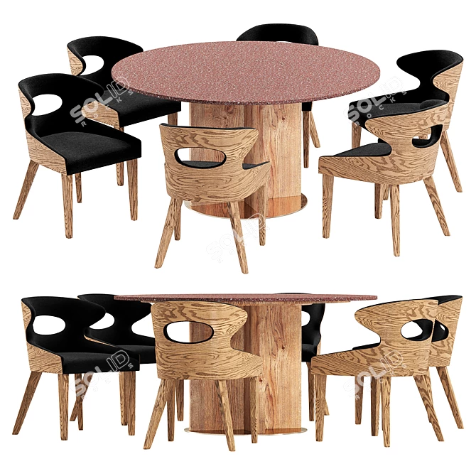 Contemporary Dining Set with Crissey Chair and Alferce Table 3D model image 1