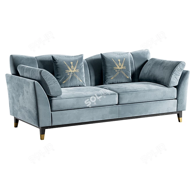 Modern Turquoise Siena Sofa 3D model image 2
