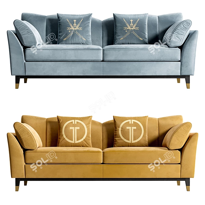 Modern Turquoise Siena Sofa 3D model image 3