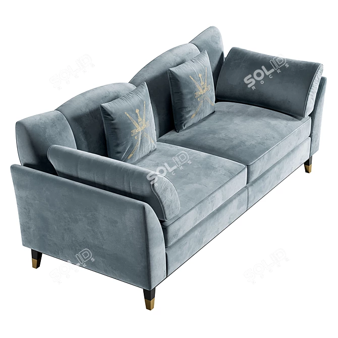 Modern Turquoise Siena Sofa 3D model image 5