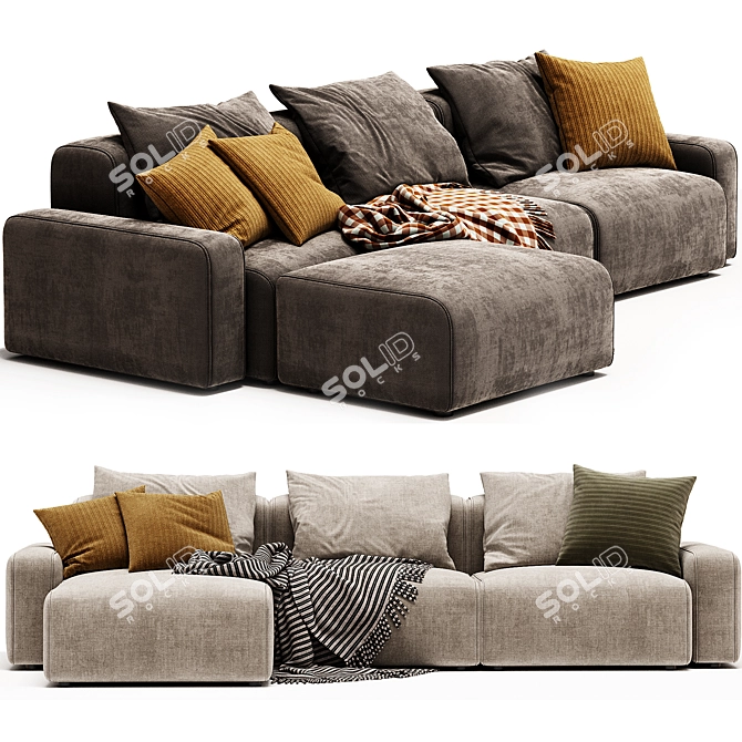 Modern Kaye Sectional Sofa Design 3D model image 4