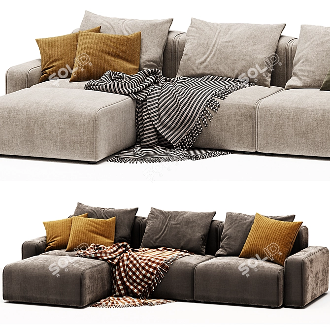 Modern Kaye Sectional Sofa Design 3D model image 5