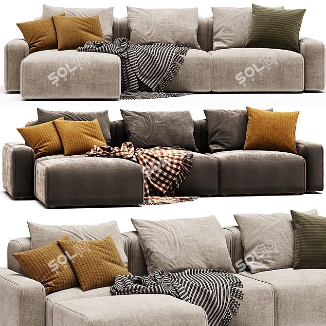 Modern Kaye Sectional Sofa Design 3D model image 7