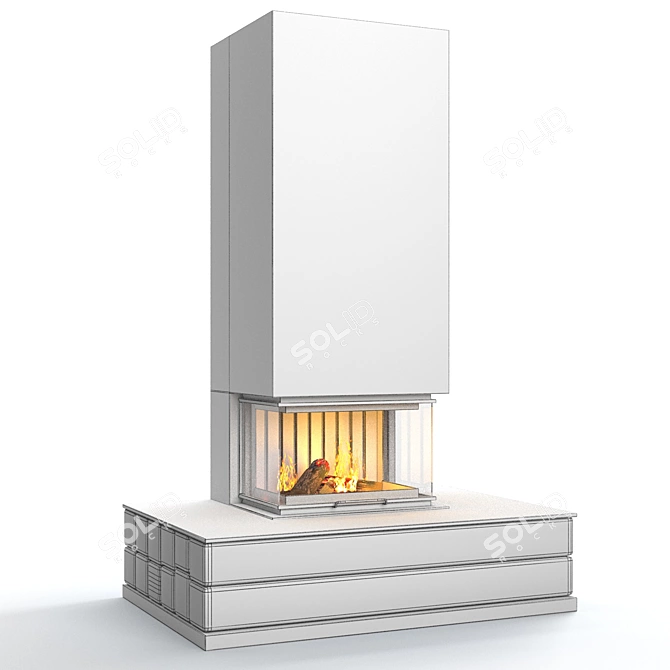 Wood-Burning Fireplace for Living Room 3D model image 3