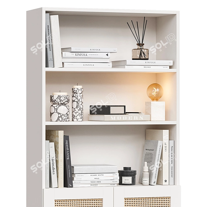 Scandinavian Bookcase with Natural Materials 3D model image 3