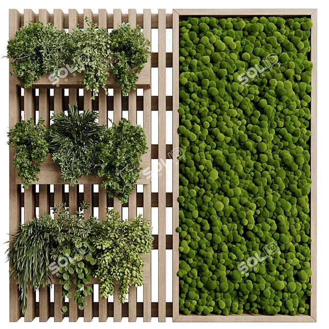 Wooden Vertical Garden Wall Decor 3D model image 1