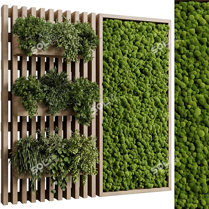 Wooden Vertical Garden Wall Decor 3D model image 2