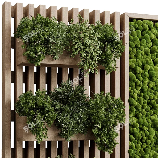 Wooden Vertical Garden Wall Decor 3D model image 3