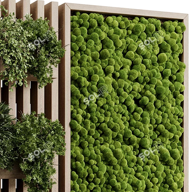 Wooden Vertical Garden Wall Decor 3D model image 5